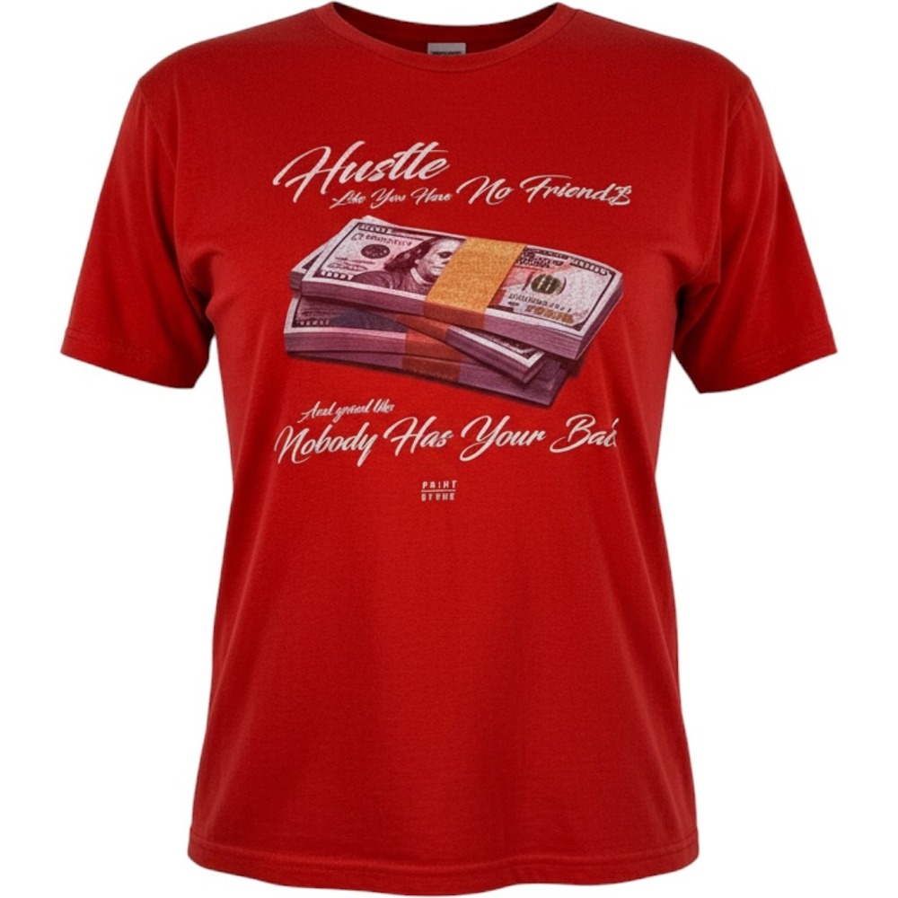 Point Blank Hustle Grind Money Graphic T-Shirt XL Red Streetwear Hip Hop Tee